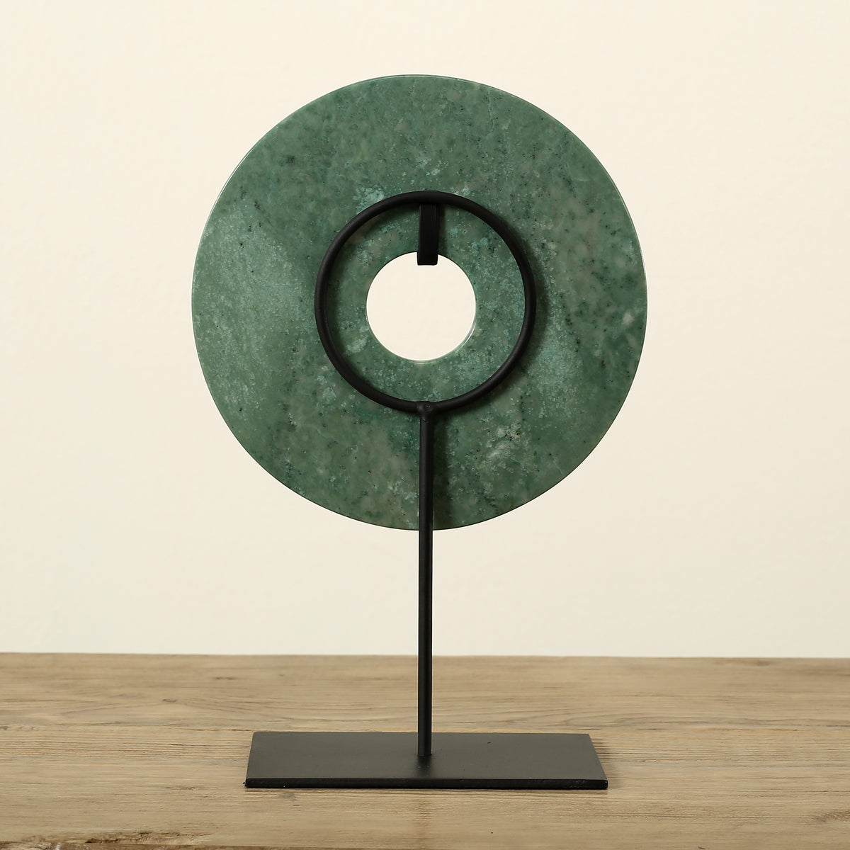 Marble Disk Statue With Base 8 inch Green