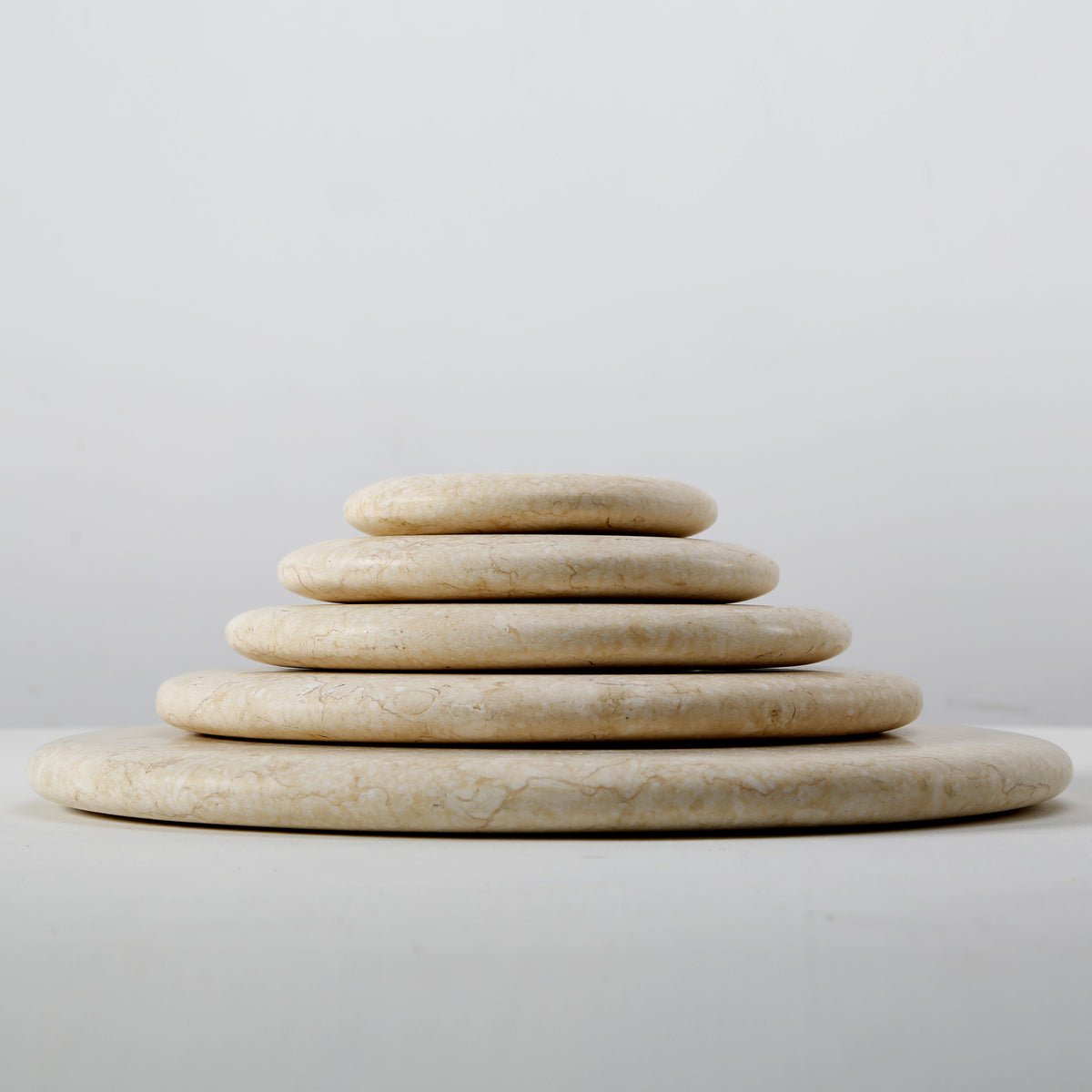 Marble Disk Statue With Base 8 Inch Tan