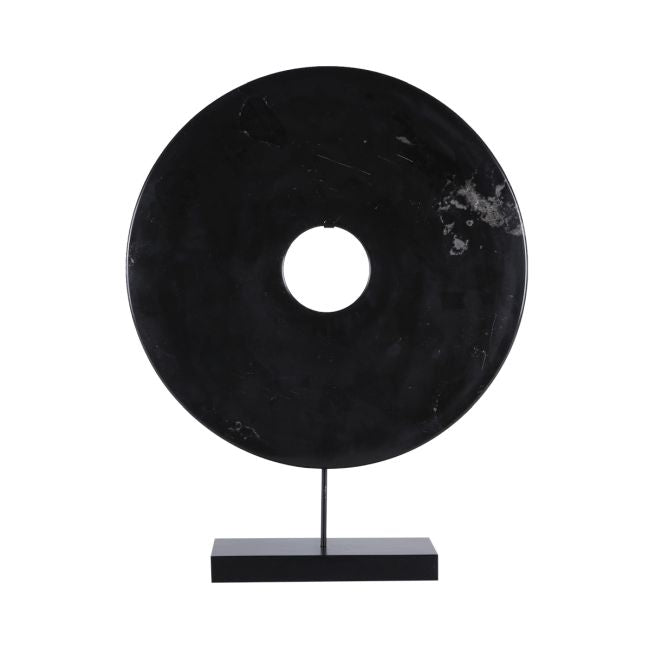 Marble Disk Statue With Base 24 Inch Black