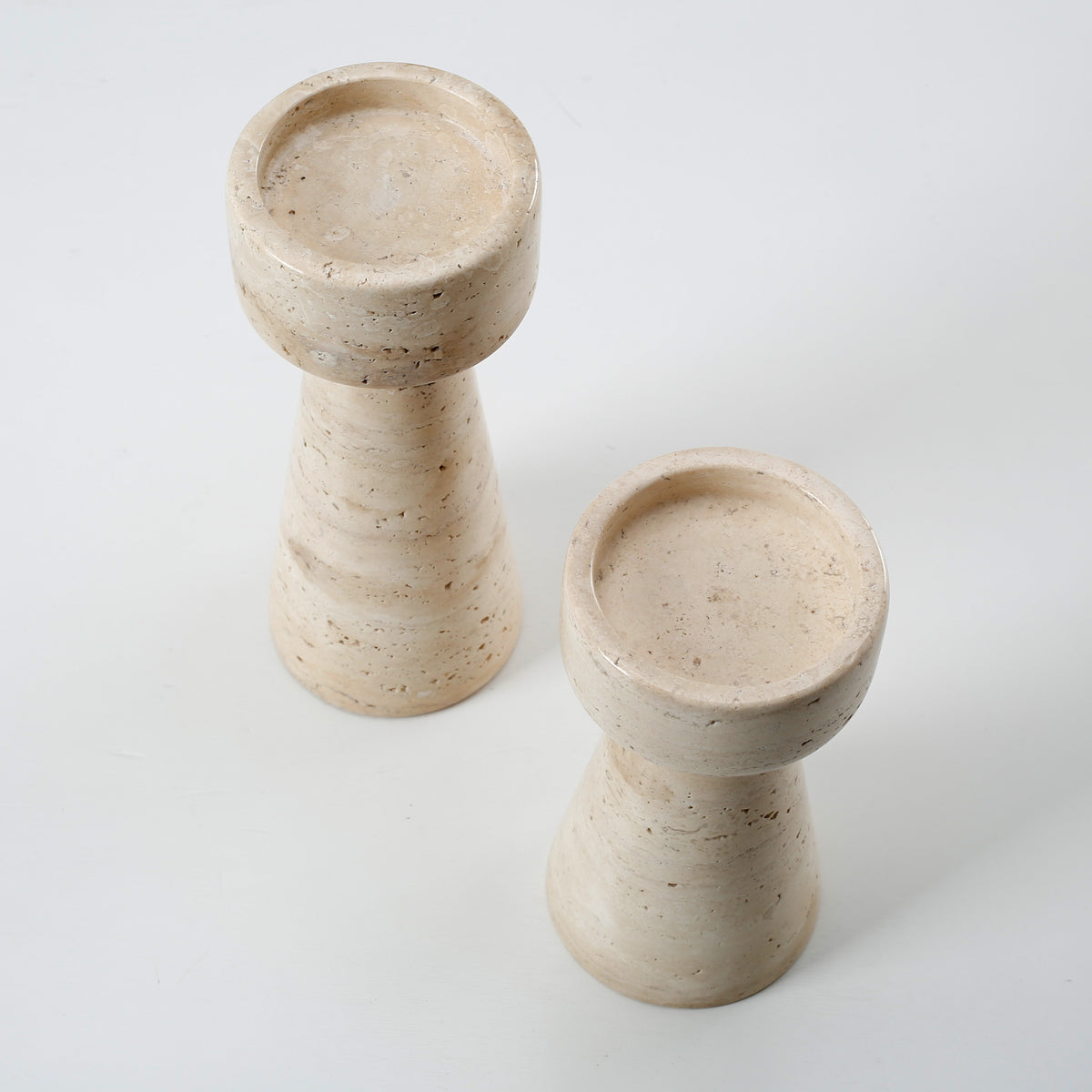 Set Of Two Travertine Candle Holder