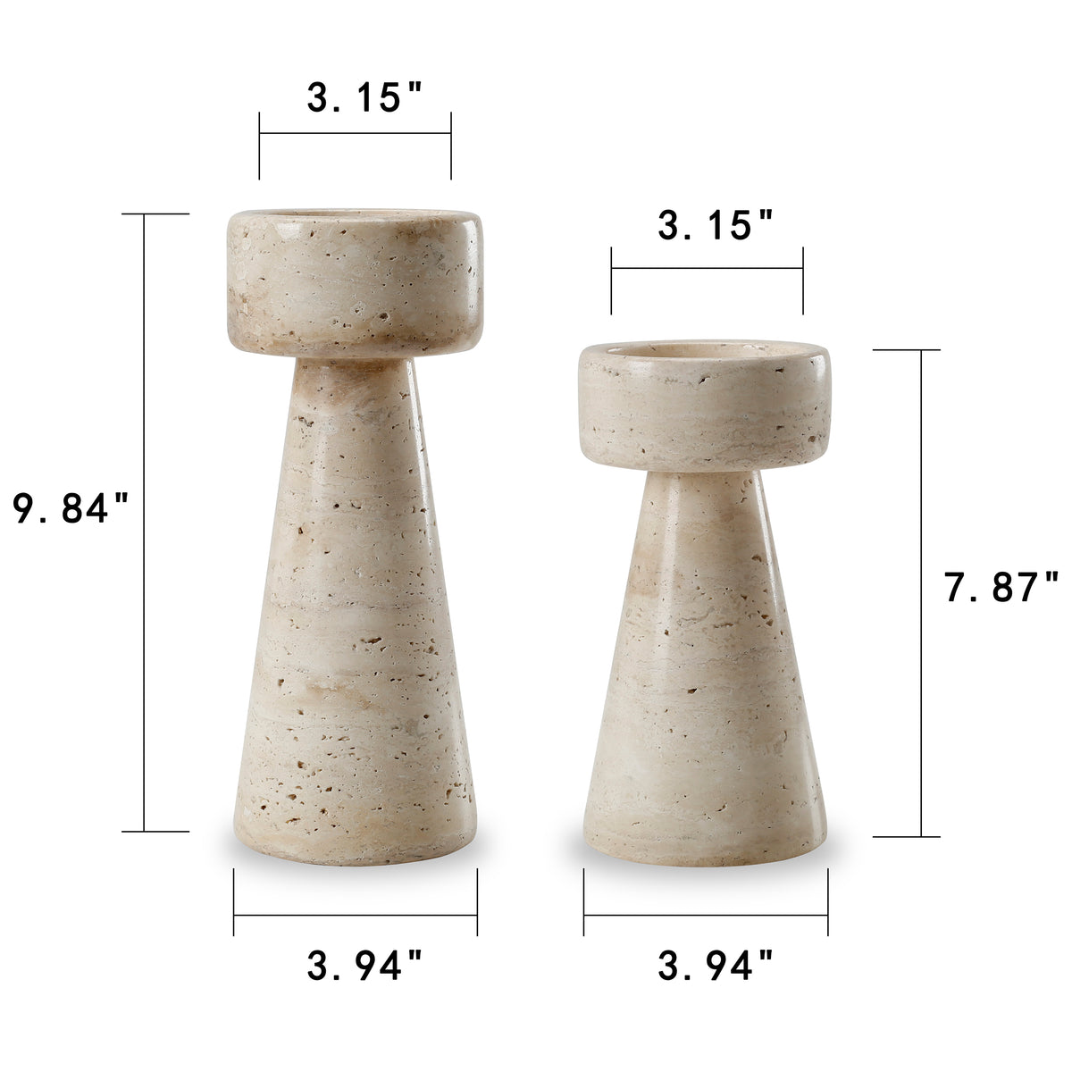 Set Of Two Travertine Candle Holder