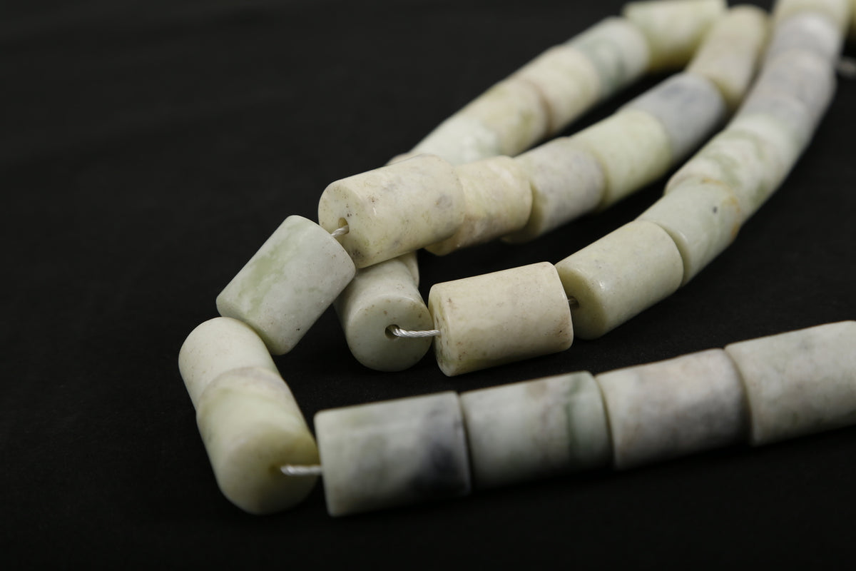 White Jade Bead Cylindrical 21"Long