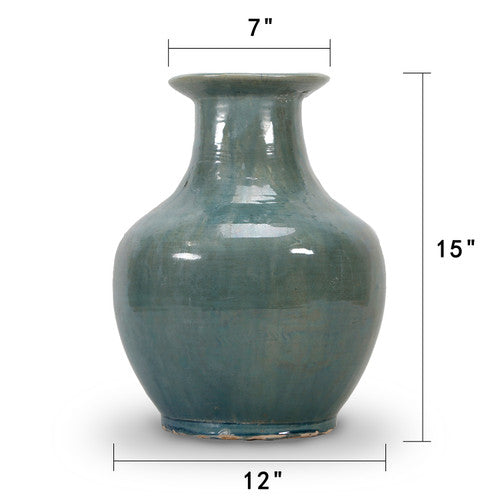 15" Blue-Green Vintage Style Vase (color vary) image 2