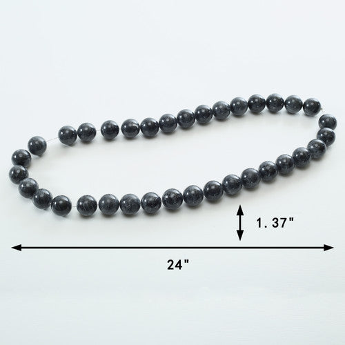 24" Long Natural Marble Beads Charcoal Gray image 2