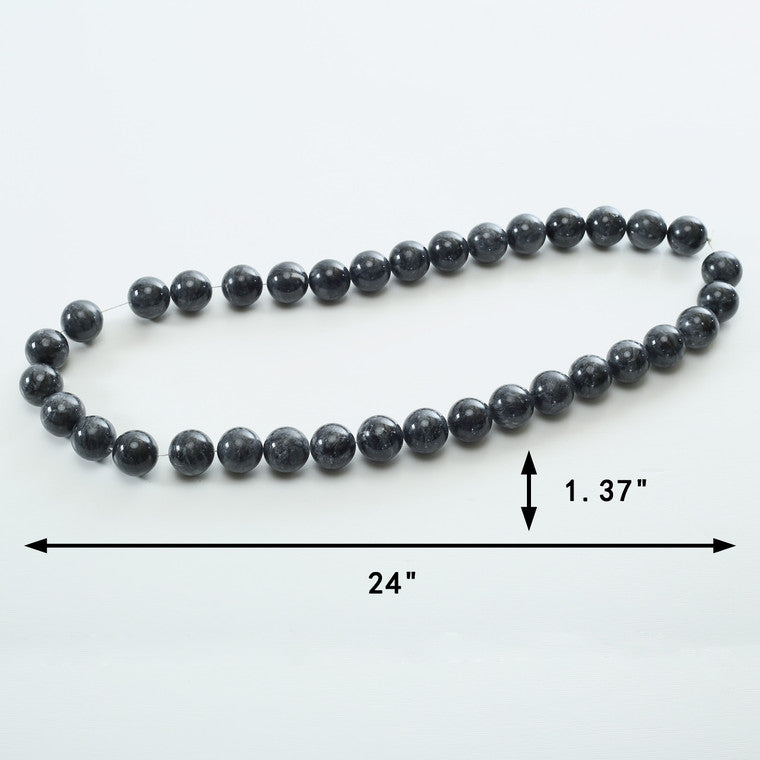 24" Long Natural Marble Beads Charcoal Gray image 3