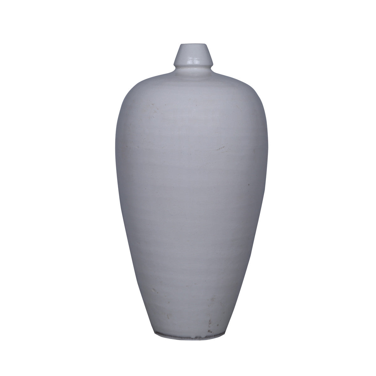 17" Creamy White Ceramic Plum Vase Small Opening
