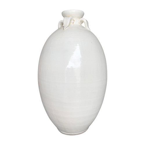 17" Creamy White Ceramic Four Finger Handle Jar image 2