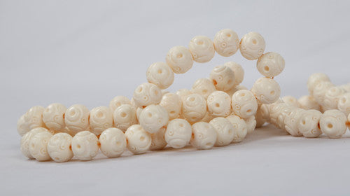 White Bone Decorative Bead with Carving image 2