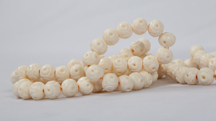White Bone Decorative Bead with Carving image 3