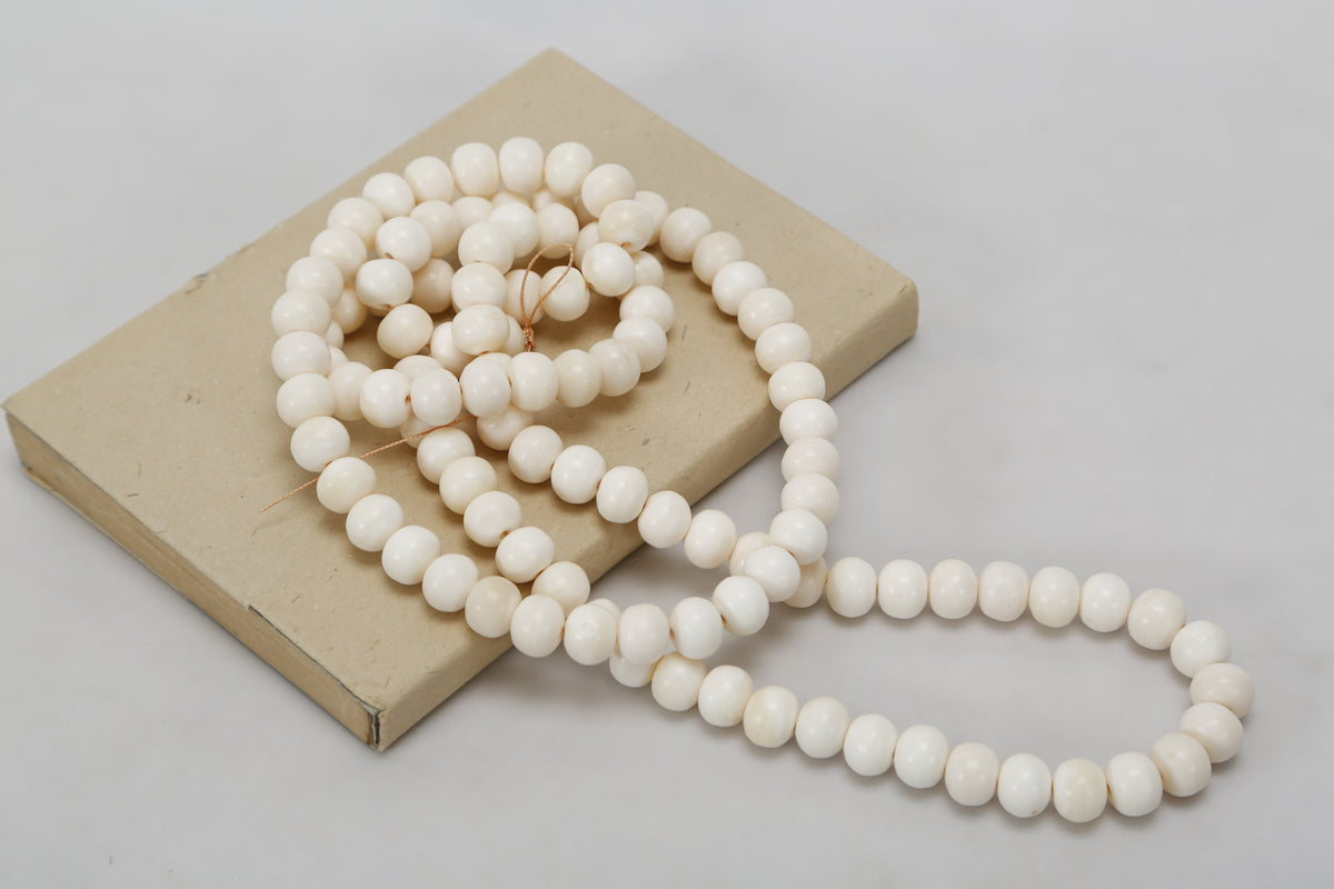 24" Long decorative white bone beads