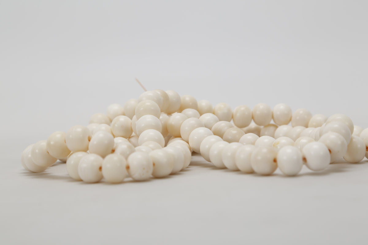 24" Long decorative white bone beads