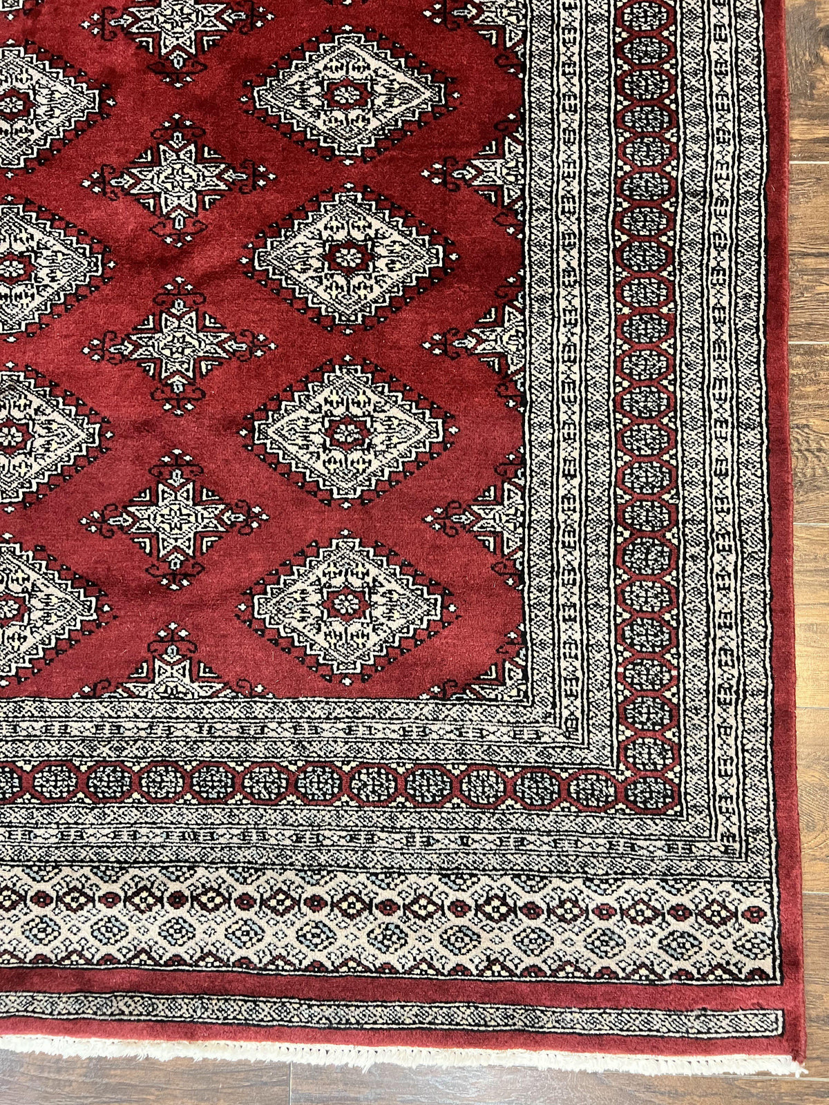 Pakistani Bokhara Rug 6x8, Fine Turkoman Carpet, Wool Handmade Vintage, Red, 6 x 8 Medium Sized Rug, Turkmen Rug - Jewel Rugs, view 8