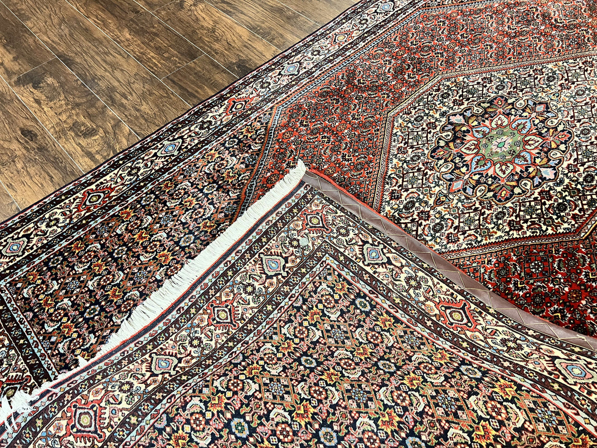 Persian Bidjar Rug 5x10, Wool Hand Knotted Vintage Carpet, Highly Detailed, Mahi Herati Pattern, 5 x 10 Oriental Rug - Jewel Rugs, view 11
