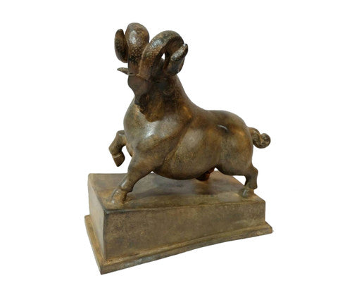 Bronze Fighting Goat with Stand image 2
