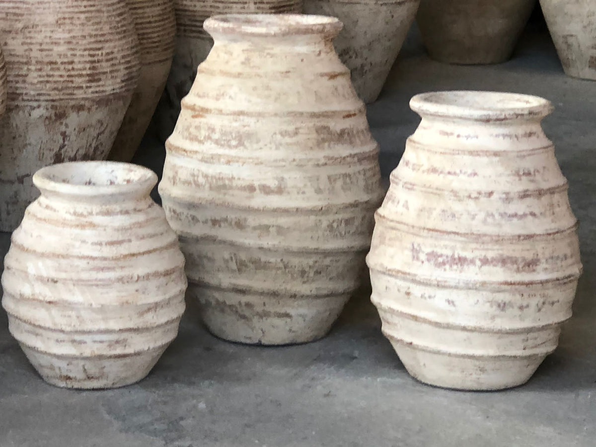 10"H Tribe Water Jar Off White Small