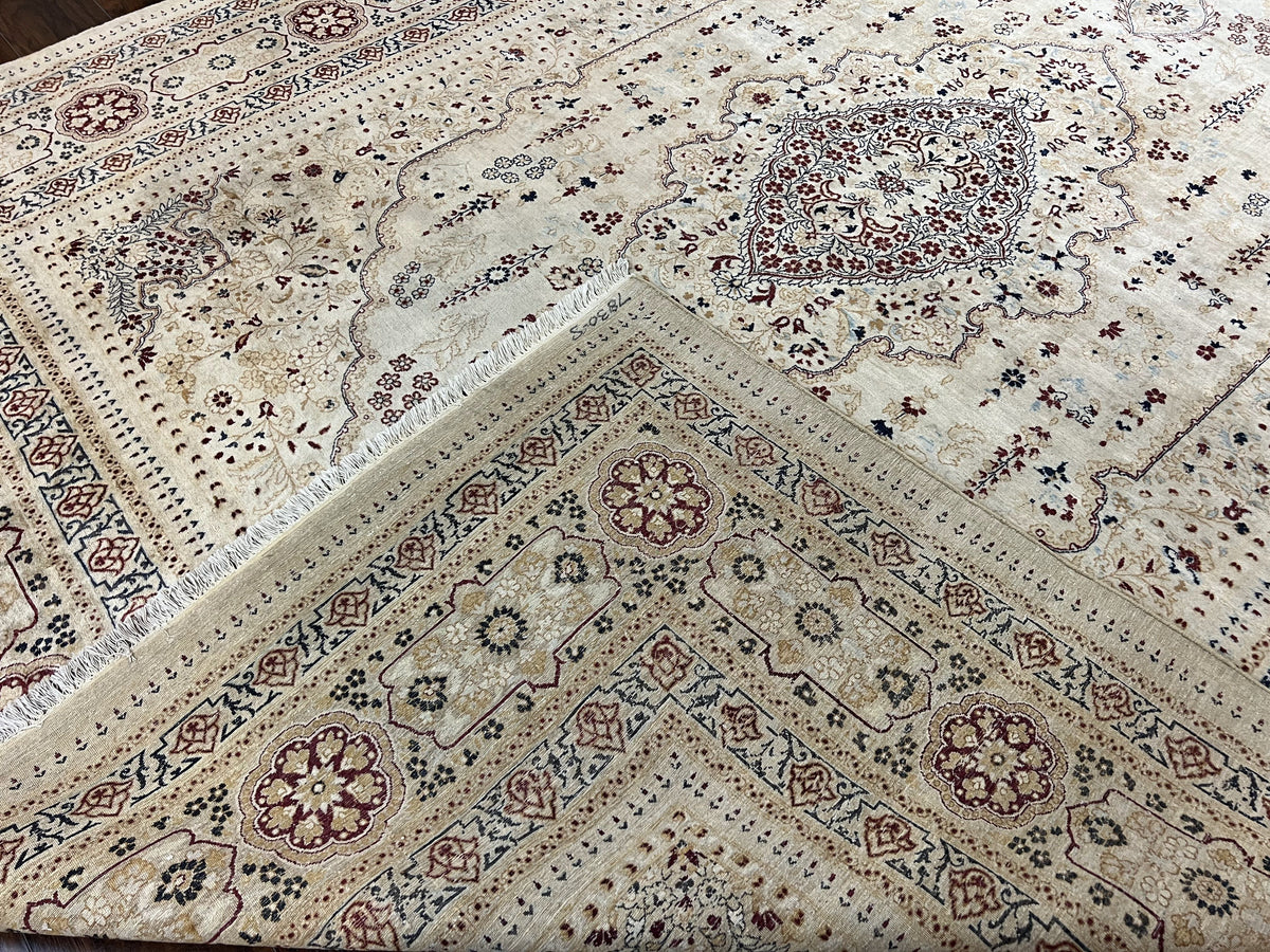 Pak Persian Rug 9x11, Very Fine Hand Knotted Oriental Carpet, Haji Jalili Design, Ivory/Cream, Wool Handmade Room Sized Rug 9 x 11 ft, Nice - Jewel Rugs, view 10