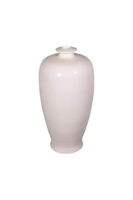 17" Creamy White Ceramic Vase Small Opening image 3