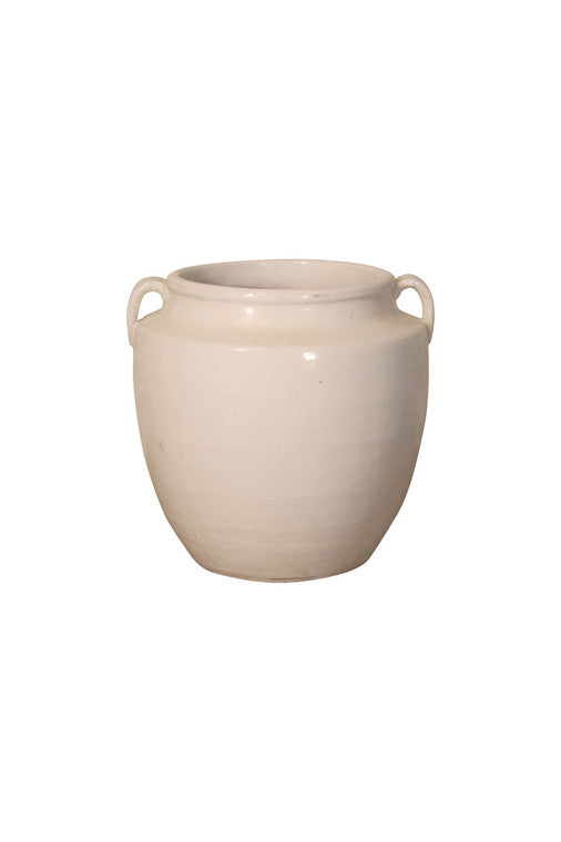 10" Creamy white pot with two handles image 3