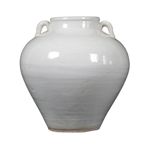 9" Creamy White Tapered pot with Two Handles image 2