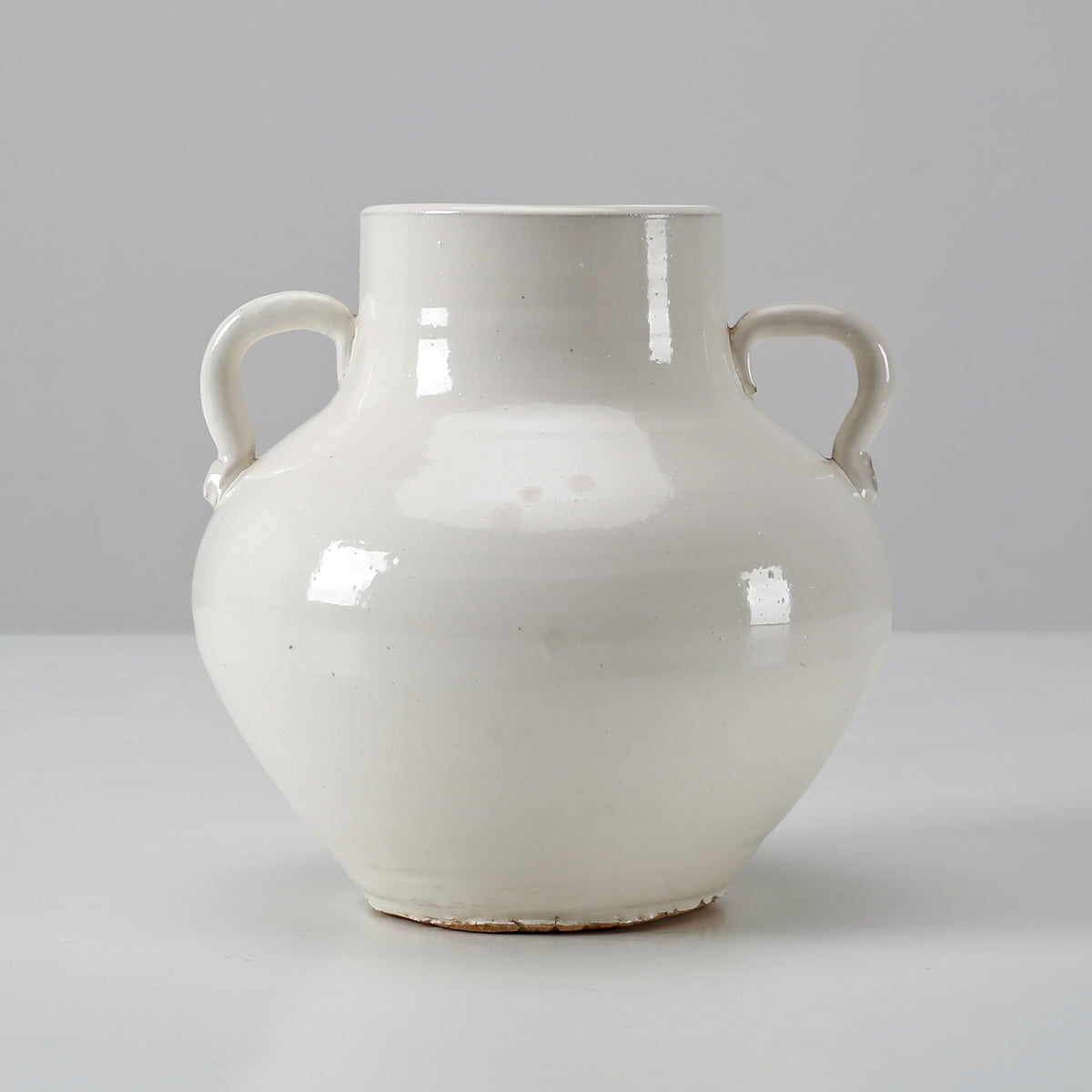 Approx. 6.3" High Creamy White Vase with Two Decorative Handles