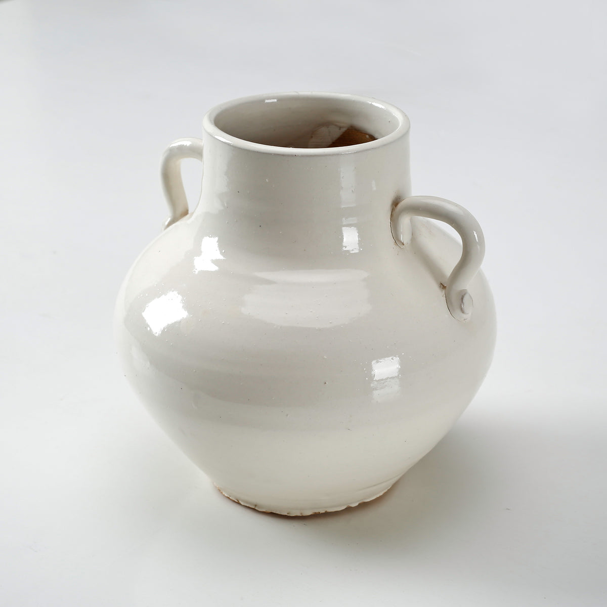 Approx. 6.3" High Creamy White Vase with Two Decorative Handles