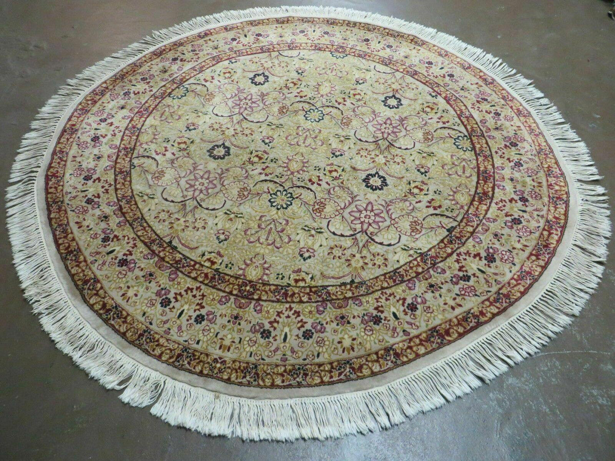 6' Handmade Fine Indian Wool Rug Carpet Round Silk Accent Beauty - Jewel Rugs, view 2