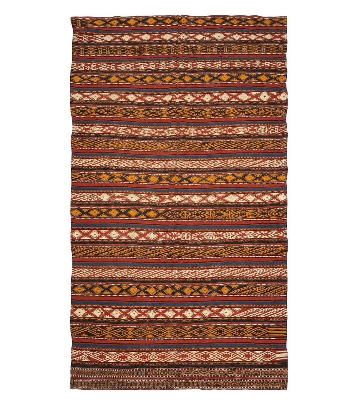 6' X 10' Antique 1930 Turkish Jajim Kilim Handmade Flat Weave Wool Rug Veg Dye - Jewel Rugs