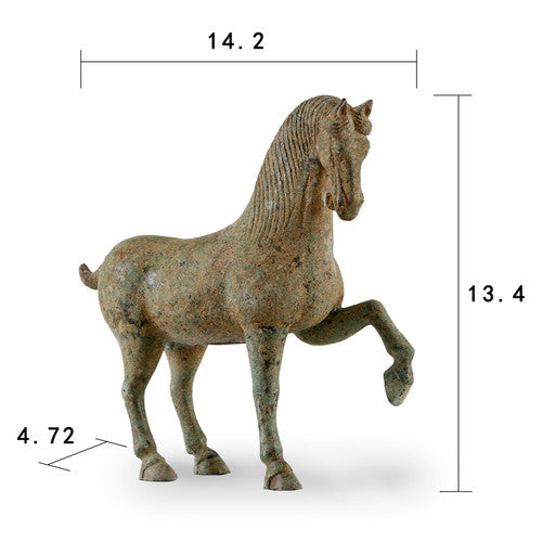 14" Bronze Green Horse Statue Hoof Up (Vintage style, color vary) image 2