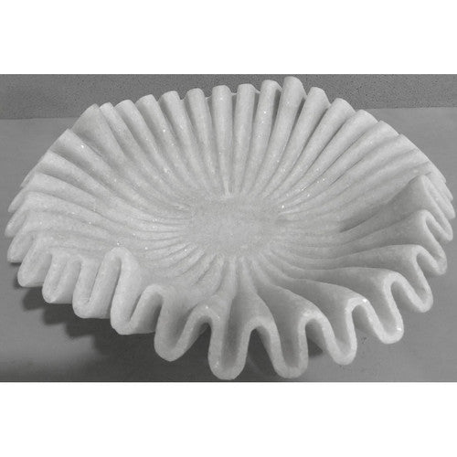 Hand Carved White Marble Curly Bowl 12X12X4H image 2