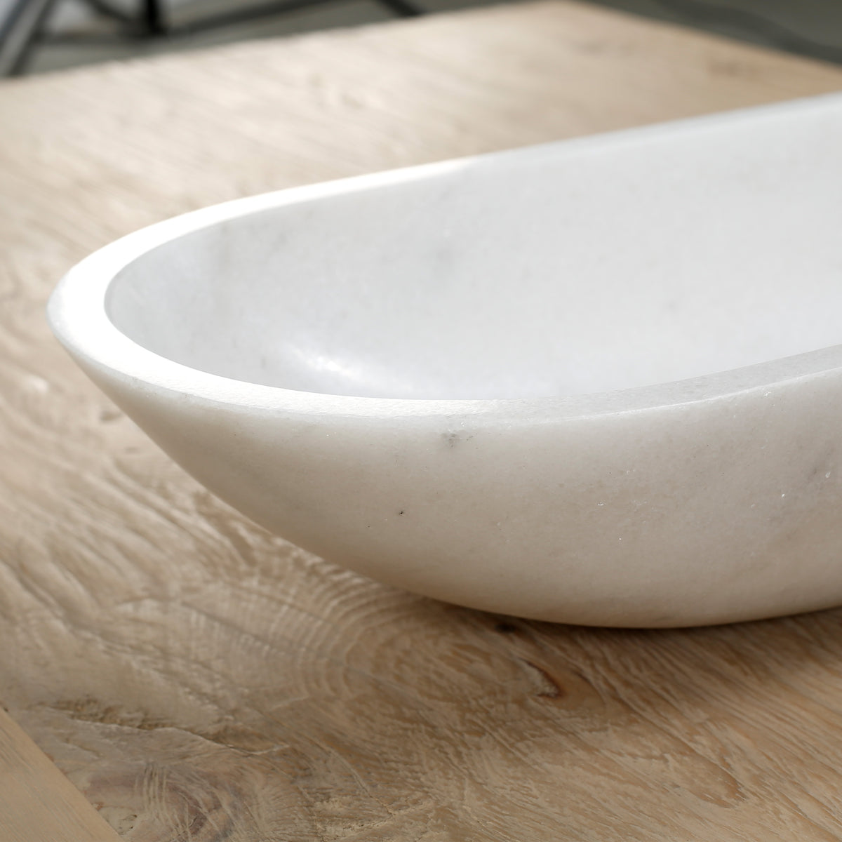 Nature White Marble Oval Bowl