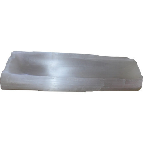 Live Edge Rectangular Selenite Bowl Approx. 15x6x2H image 2