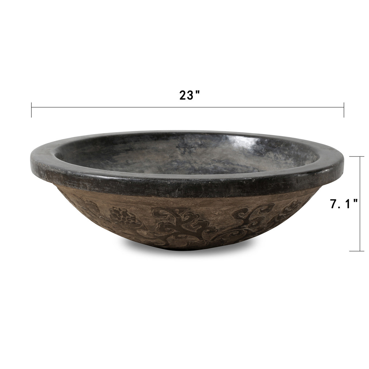 Bluestone Bowl With Flower Motif