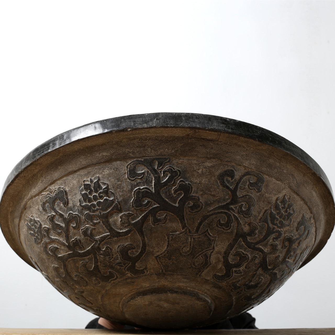 Bluestone Bowl With Flower Motif