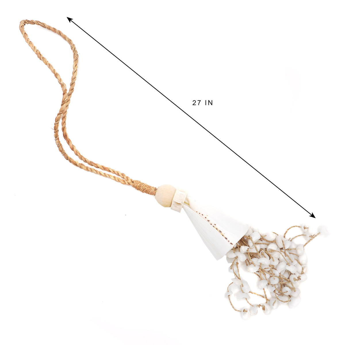27" Long Shell Bell tassels White