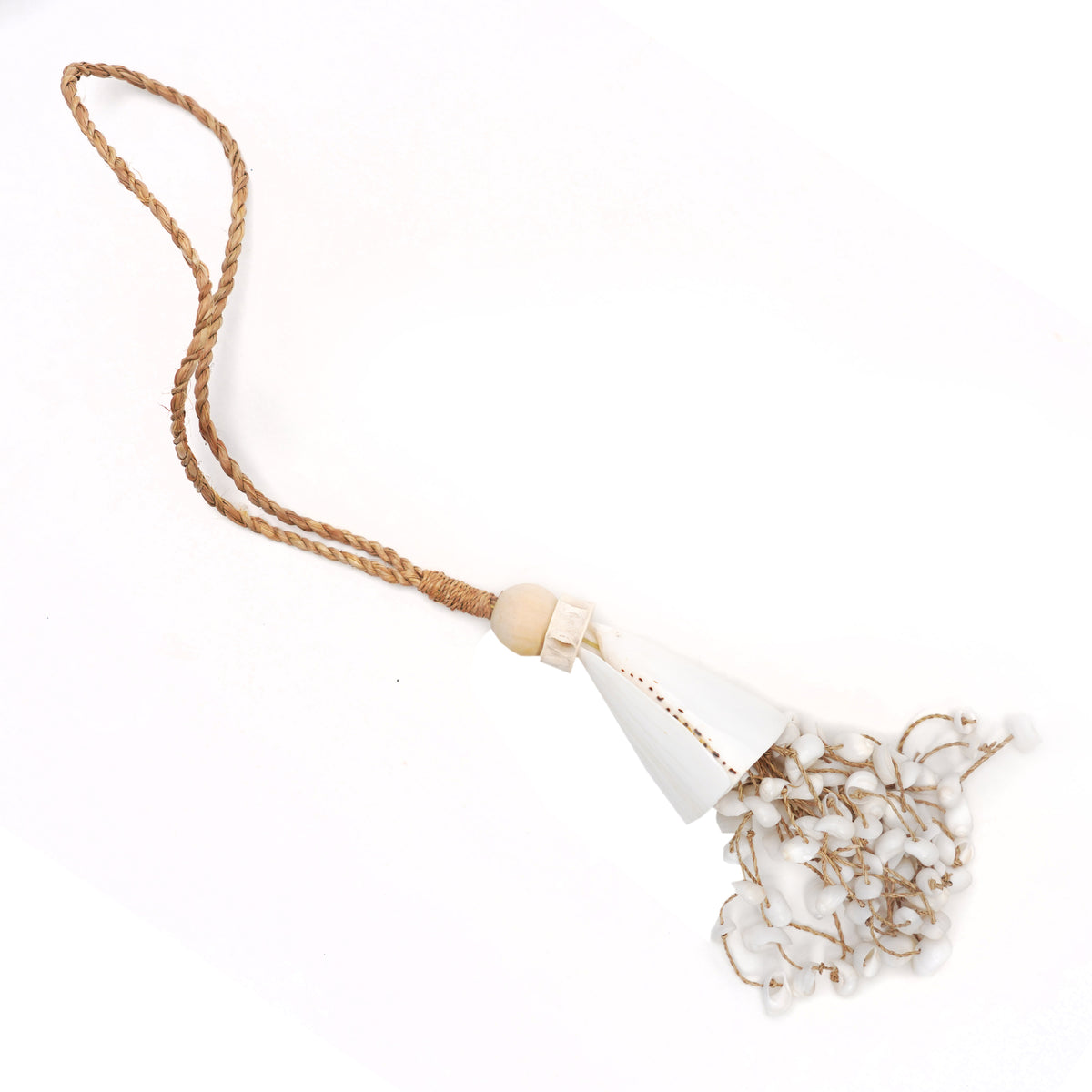27" Long Shell Bell tassels White