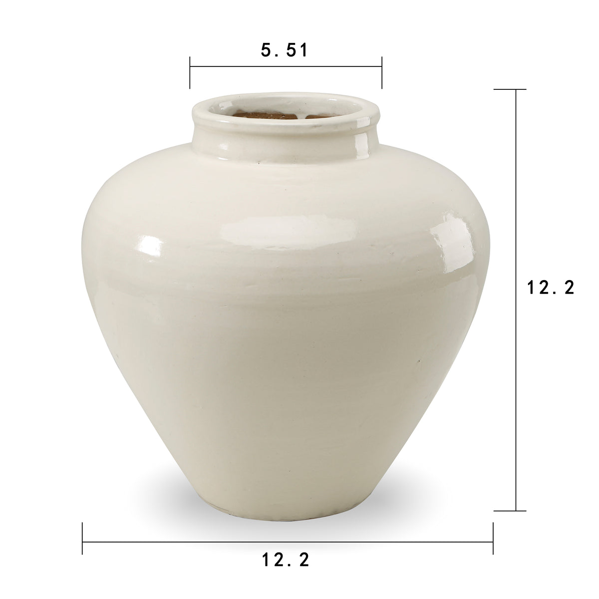 12" Tall Tapered Vase Off White