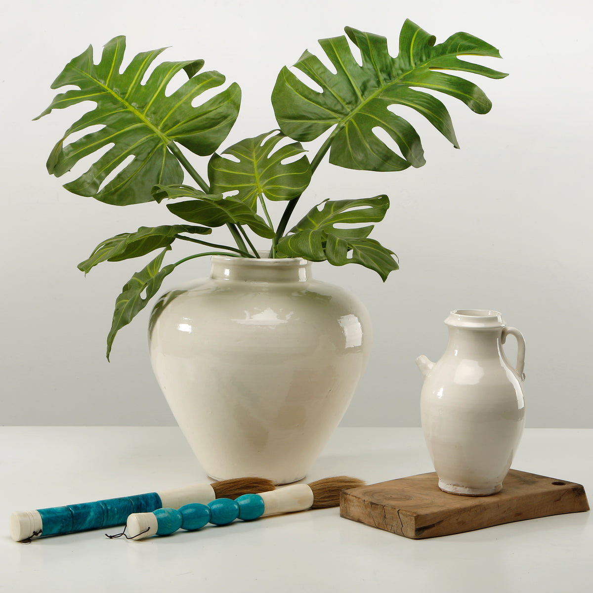 12" Tall Tapered Vase Off White