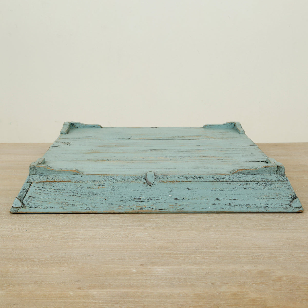 Vintage SquareTray with weathered soft aqua wash
