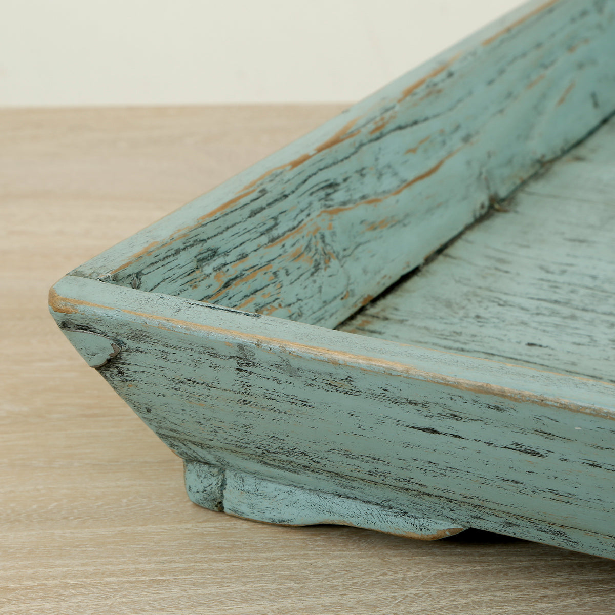Vintage SquareTray with weathered soft aqua wash