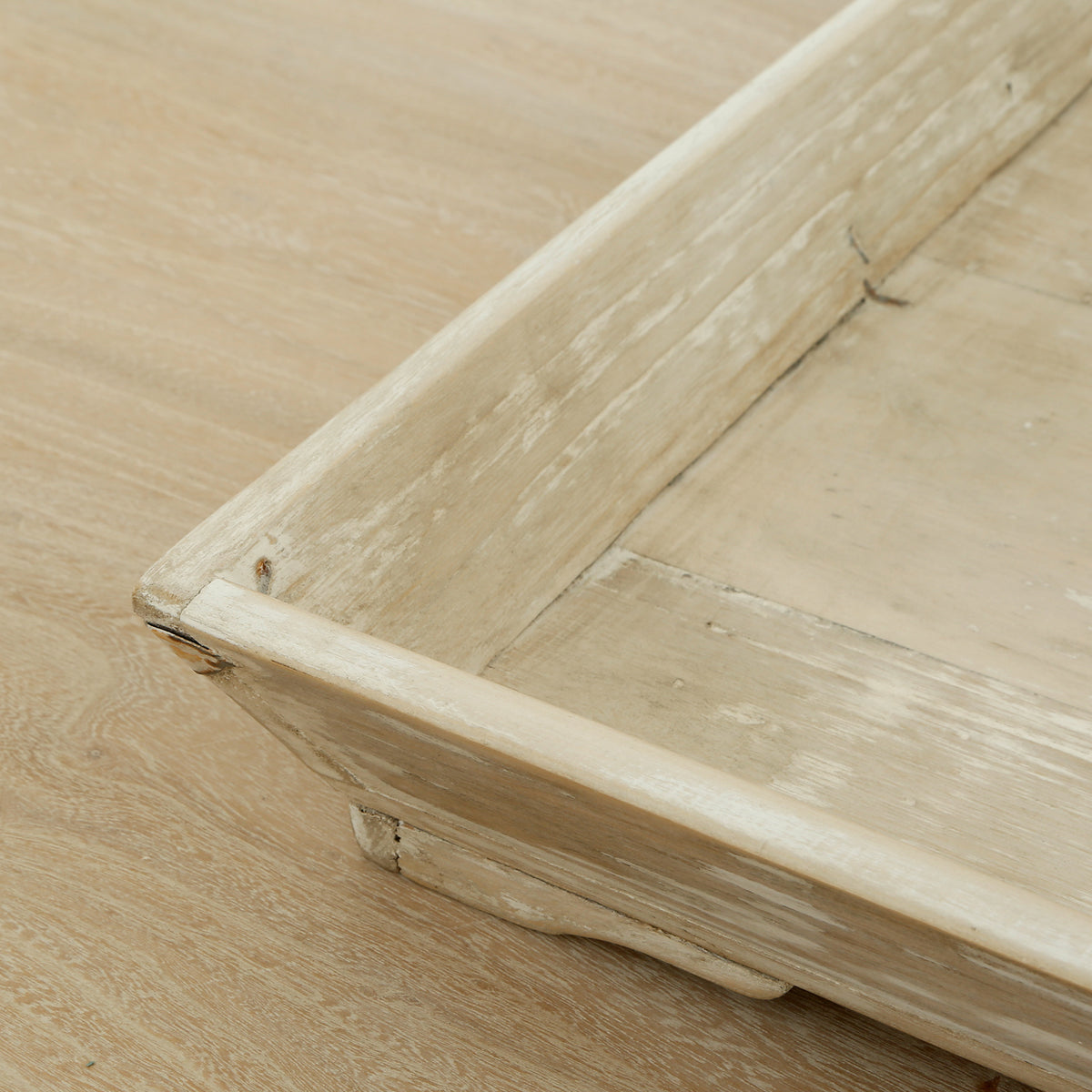 21" Square Reclaimed Wood Tray Distressed Whitewash