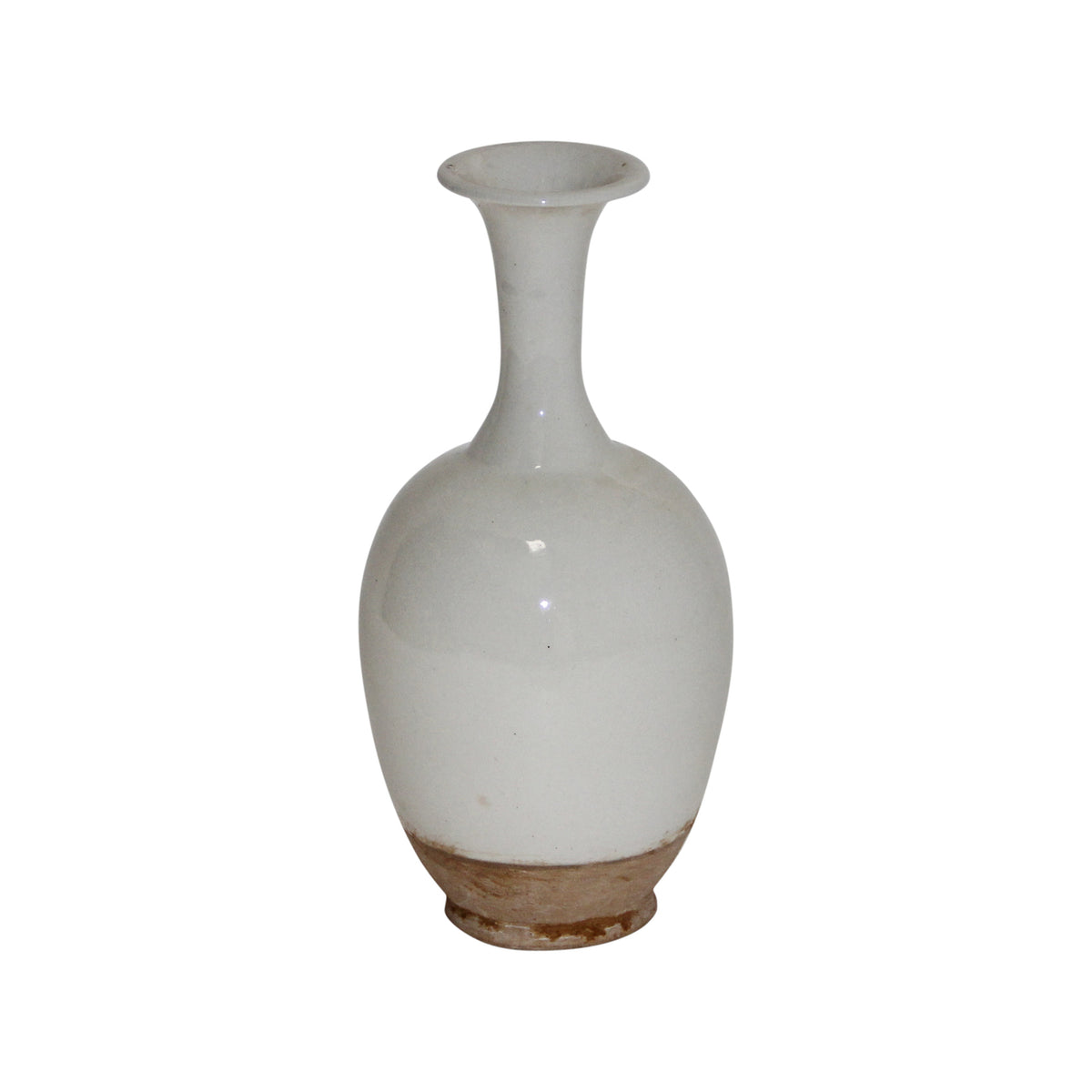 11" H Off White Ceramic Slim Bottle with Unglazed Base