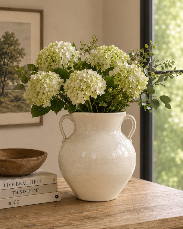 Approx. 9" Off White Ceramic Pot with Two Handles (4.9" Opening) image 3