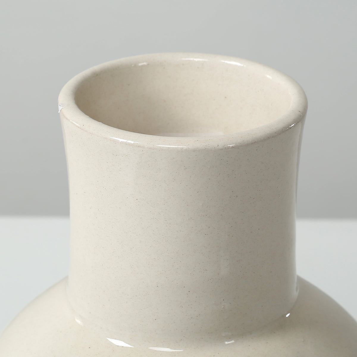 Approx. 10" High Off Whtie Ceramic Vase with Two Decorative Hooks