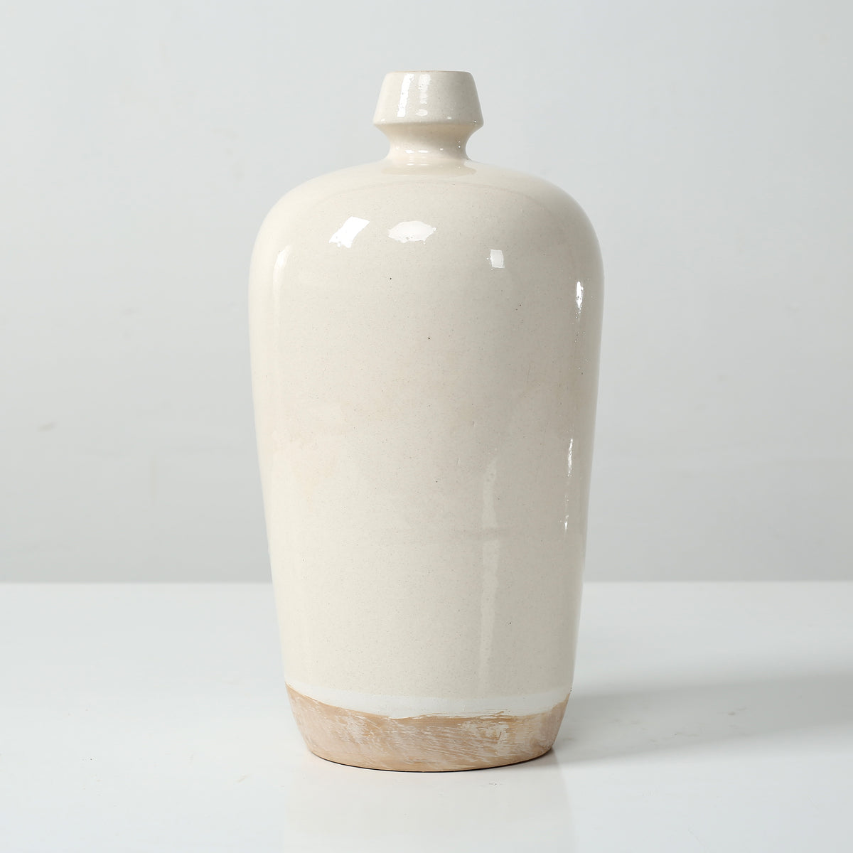 Approx. 11" High Off Whtie Ceramic Vase with Small opening