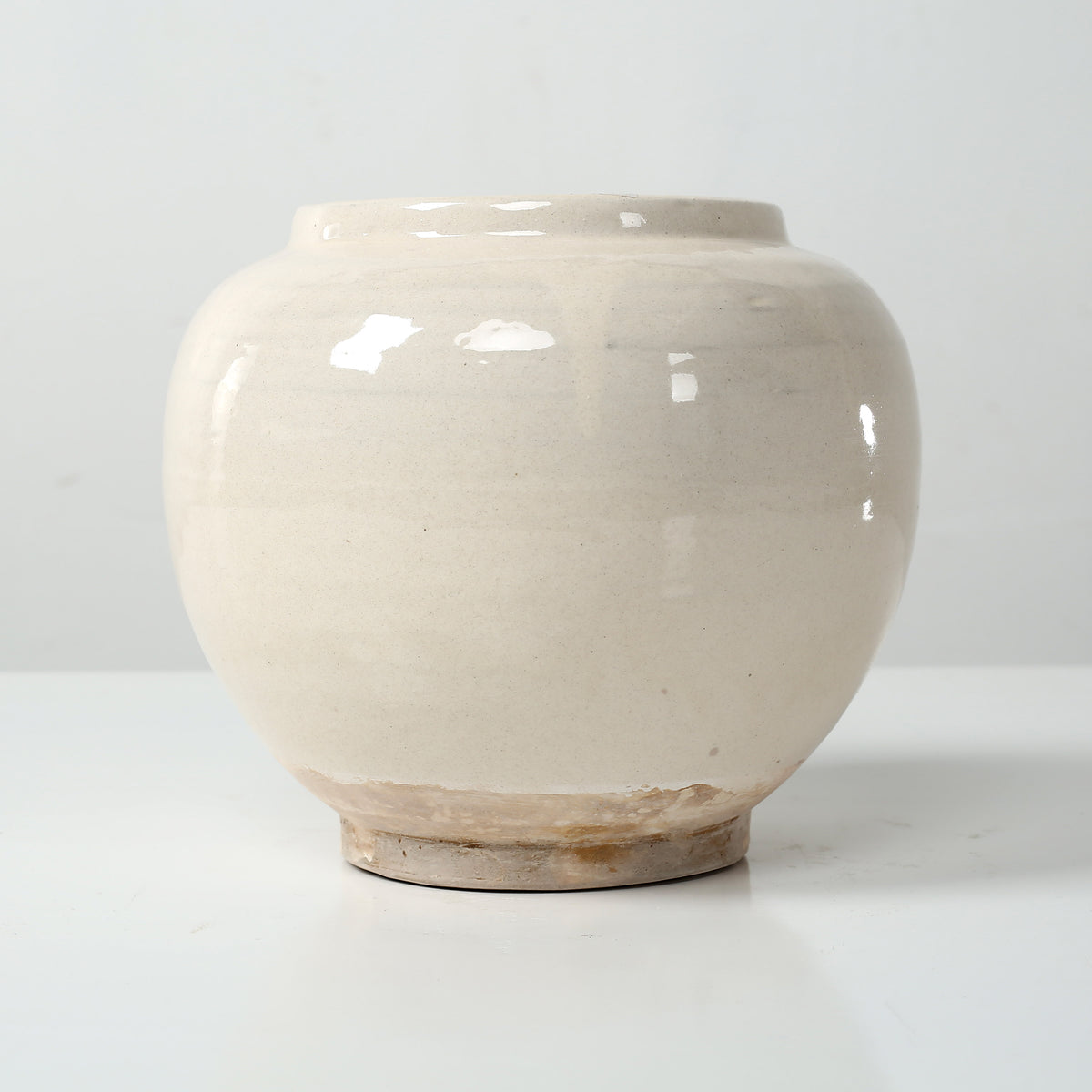 Approx. 8 Inches Off White Ceramic Round Jar