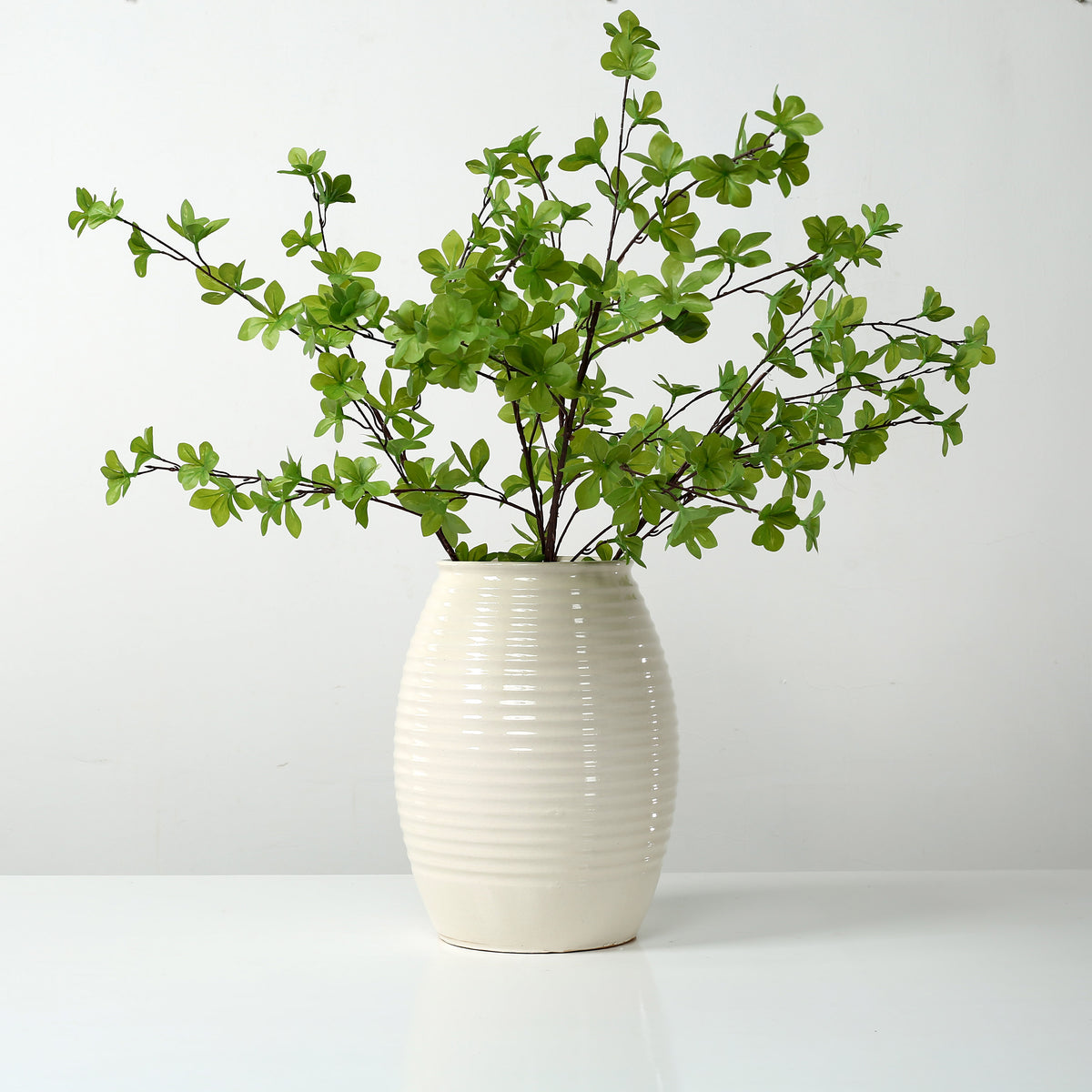 Approx. 14 Inches High Off White Ceramic Coil Pot