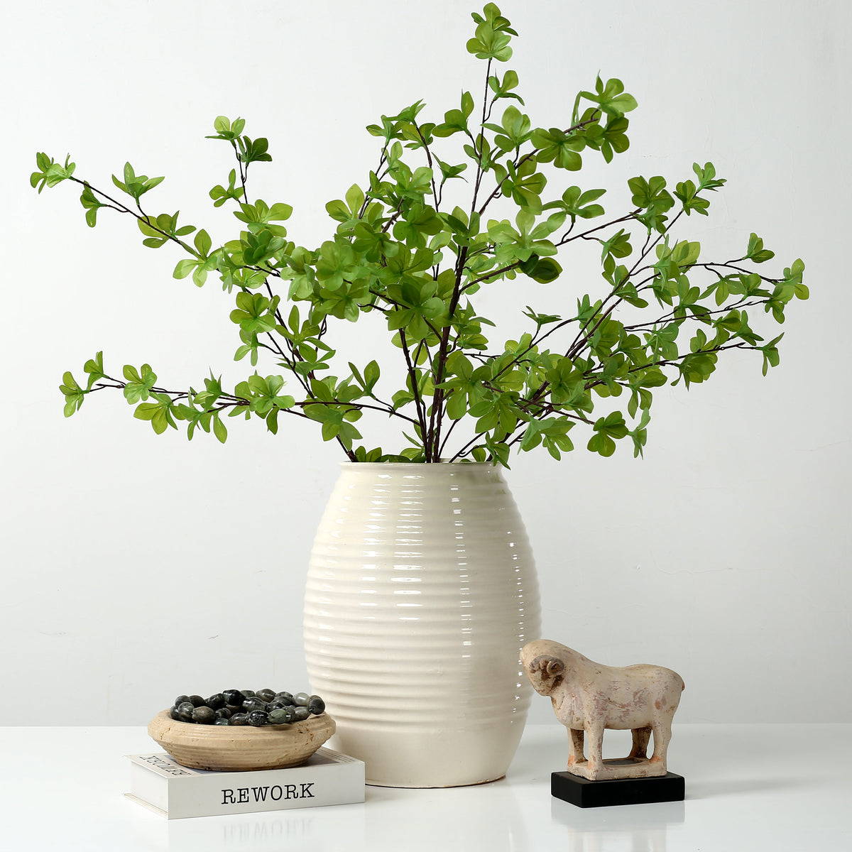 Approx. 14 Inches High Off White Ceramic Coil Pot