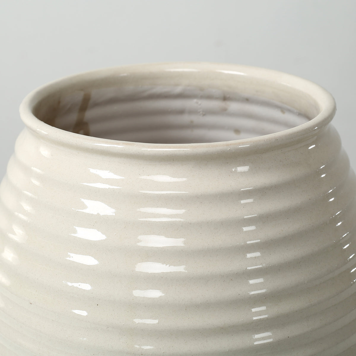 Approx. 14 Inches High Off White Ceramic Coil Pot