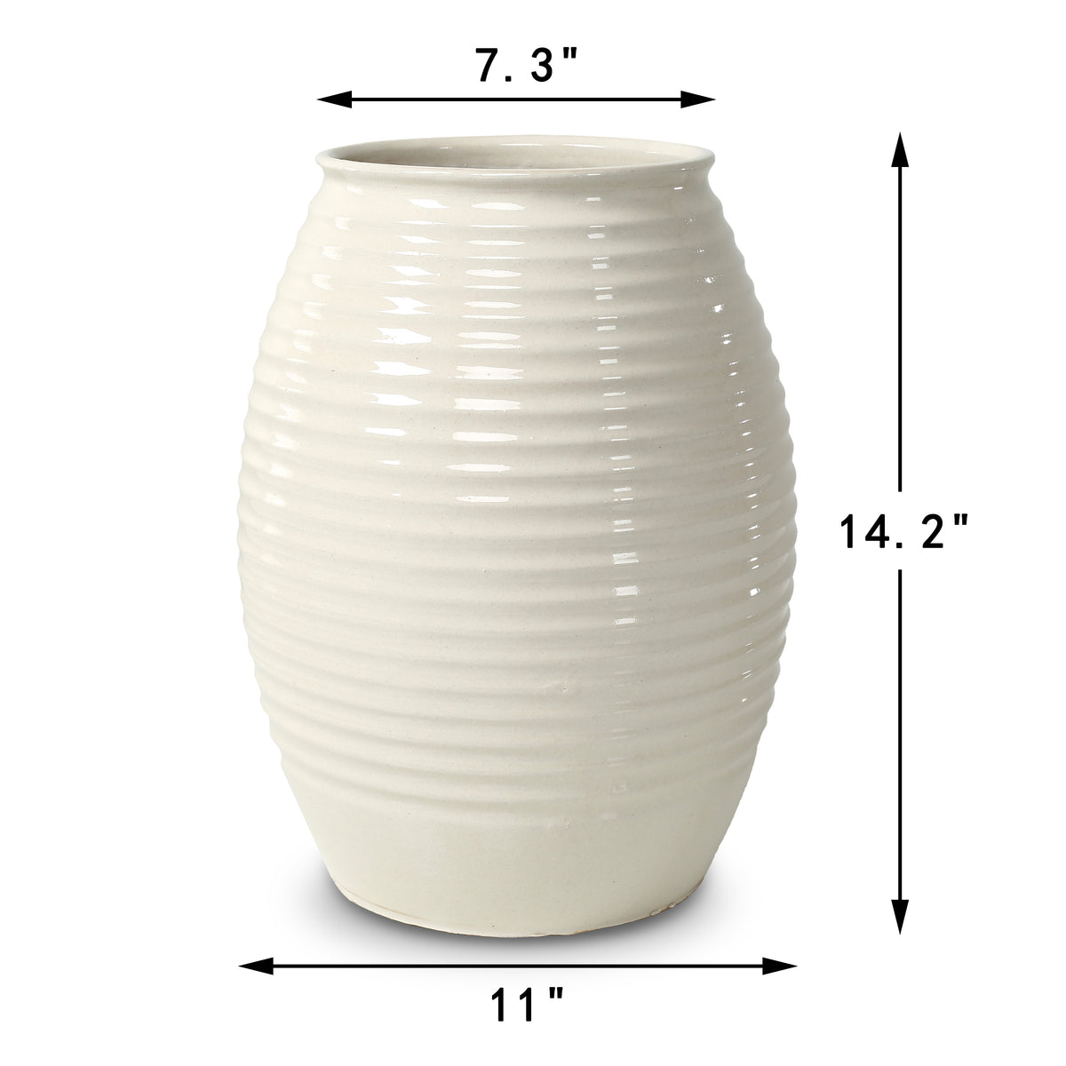 Approx. 14 Inches High Off White Ceramic Coil Pot