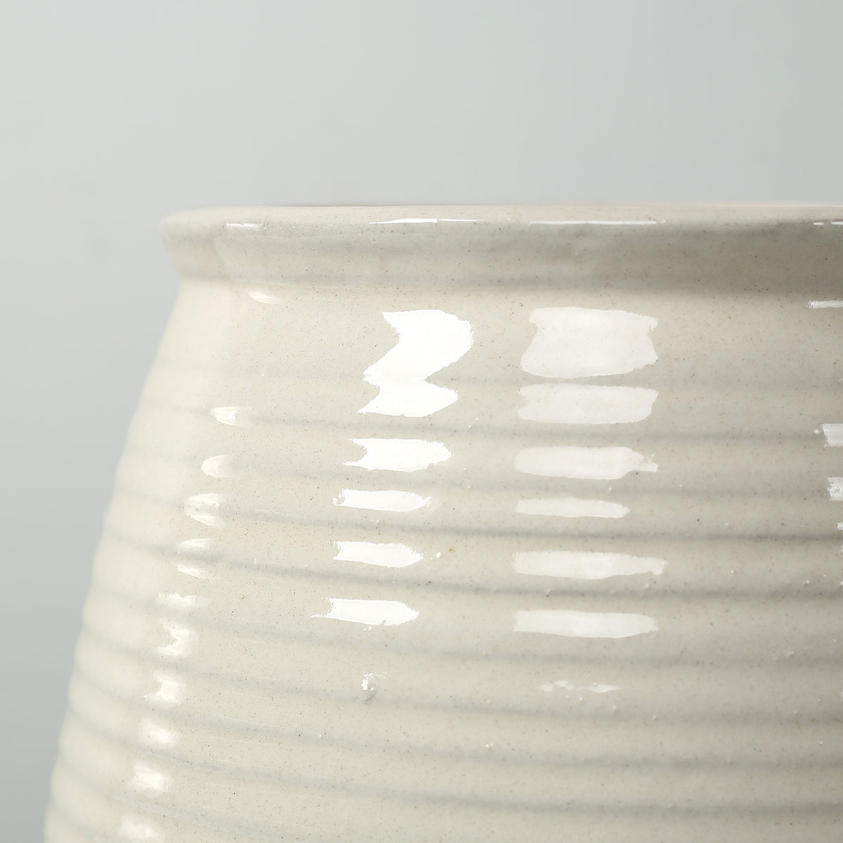 Approx. 12 Inches High Off White Ceramic Coil Pot
